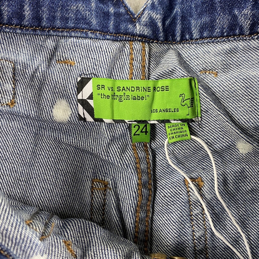 Sandrine Rose Jeans Womens 24 Blue Straight Wide Leg Button Fly Buckle Back - Picture 8 of 16